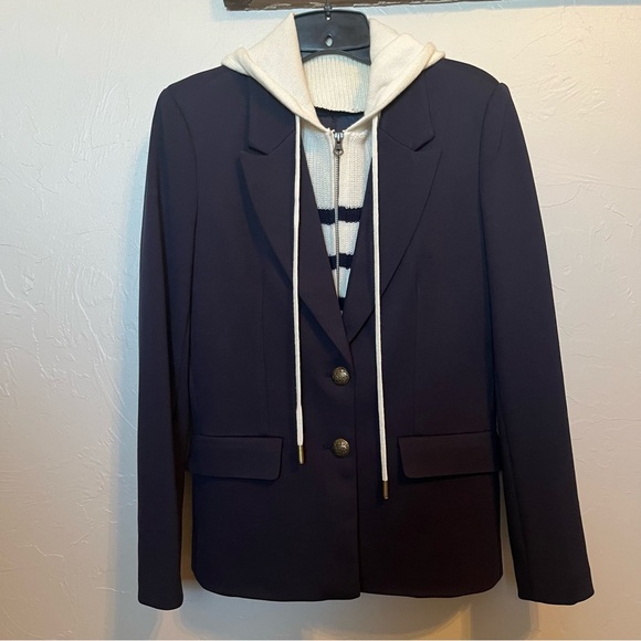 EVEREVE Navy White Removable Dickey 2 Button Dawson Blazer Sz XS Like New Preppy - Picture 4 of 15